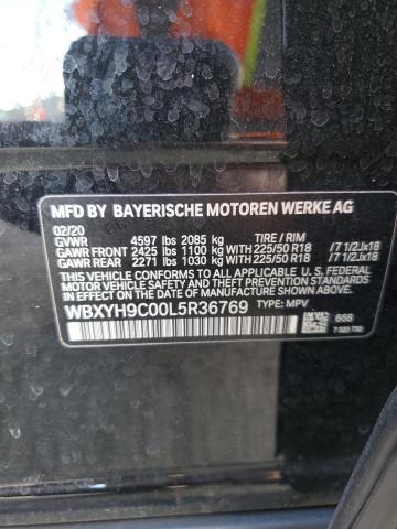 WBXYH9C00L5R36769 - 2020 BMW X2 SDRIVE28I BLACK photo 12