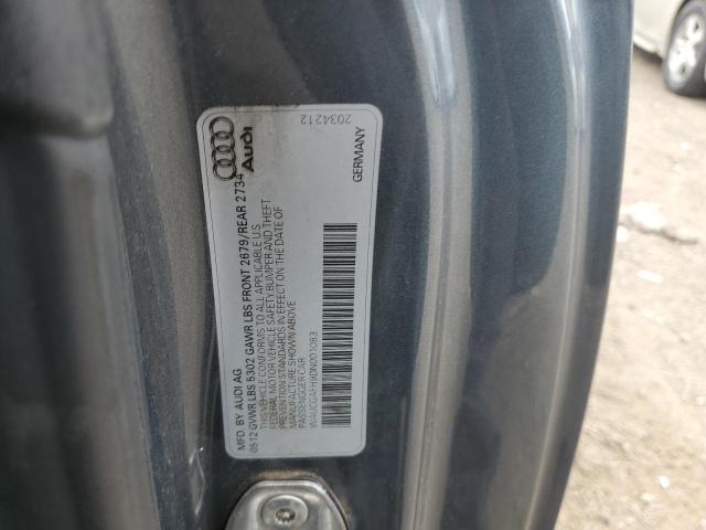 WAUCGAFH9DN001083 - 2013 AUDI S5 PREMIUM PLUS GRAY photo 12