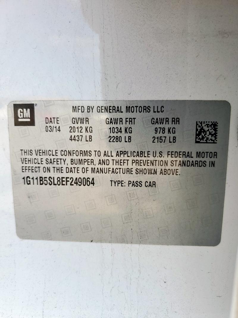 1G11B5SL8EF249064 - 2014 CHEVROLET MALIBU LS WHITE photo 12