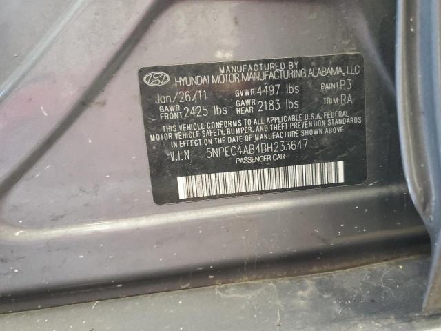 5NPEC4AB4BH233647 - 2011 HYUNDAI SONATA SE 灰色 照片 12