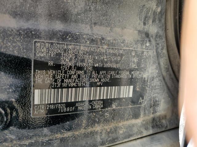 2T3F1RFV8MC181432 - 2021 TOYOTA RAV4 LE BLACK photo 12