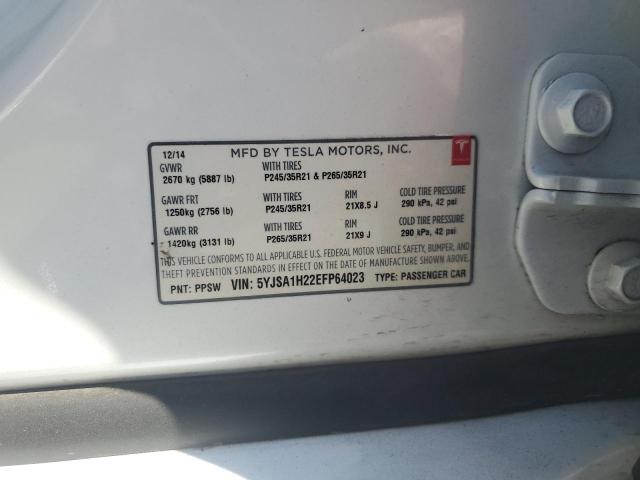5YJSA1H22EFP64023 - 2014 TESLA MODEL S 白色 照片 12