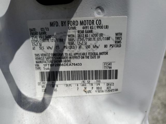 1FTBF2B66DEA76433 - 2013 FORD F250 SUPER DUTY WHITE photo 12