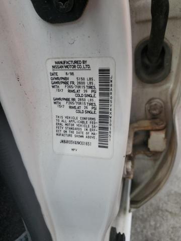 JN8AR05Y4XW301651 - 1999 NISSAN PATHFINDER LE Biały zdjęcie 12