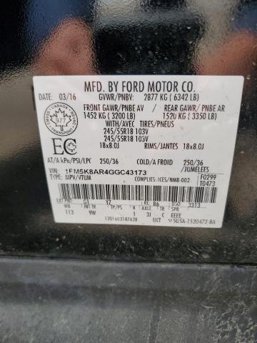 1FM5K8AR4GGC43173 - 2016 FORD EXPLORER POLICE INTERCEPTOR BLACK photo 13