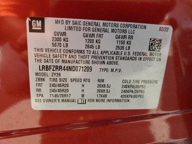 LRBFZRR44ND071209 - 2022 BUICK ENVISION AVENIR BURGUNDY photo 14