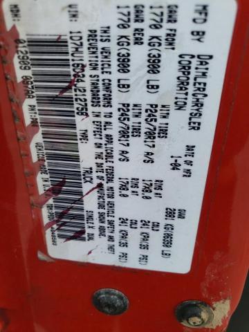 1D7HU16D34J212758 - 2004 DODGE RAM 1500 ST RED photo 12