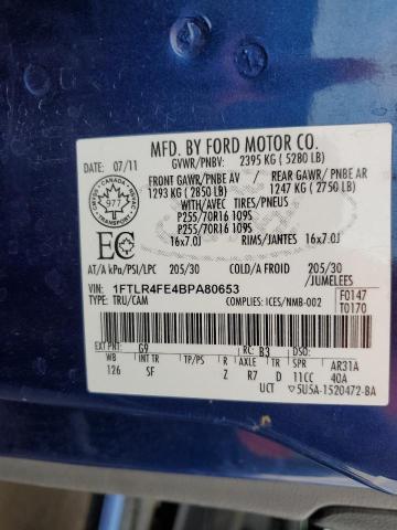 1FTLR4FE4BPA80653 - 2011 FORD RANGER SUPER CAB BLUE photo 12