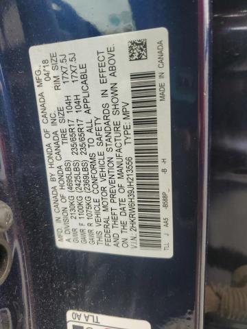 2HKRW6H39JH213556 - 2018 HONDA CR-V LX BLUE photo 13