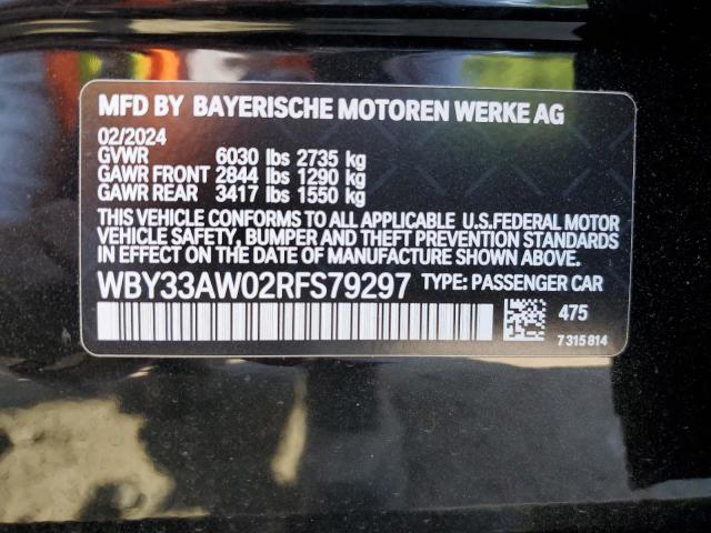 WBY33AW02RFS79297 - 2024 BMW I4 M50 BLACK photo 12