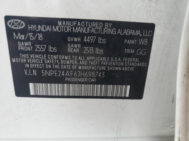 5NPE24AF6JH698743 - 2018 HYUNDAI SONATA SE თეთრი ფოტო 12