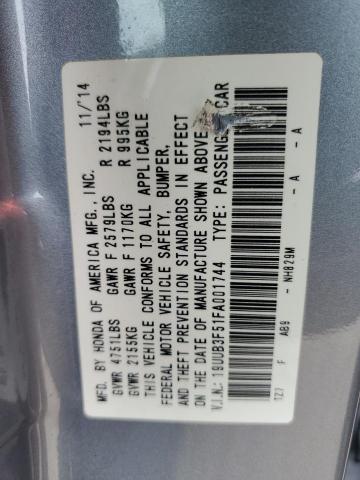 19UUB3F51FA001744 - 2015 ACURA TLX TECH BLUE photo 12