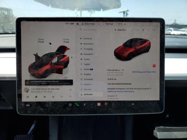 7SAYGDEE3PF629096 - 2023 TESLA MODEL Y RED photo 9