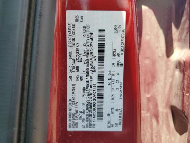 1FMCU9J9XGUA07426 - 2016 FORD ESCAPE TITANIUM RED photo 13