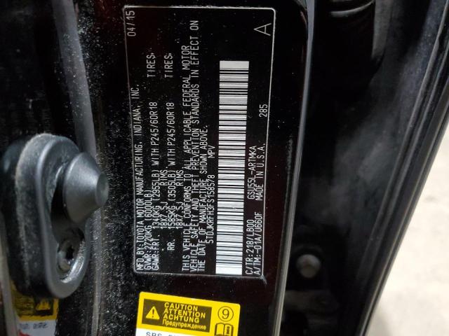 5TDJKRFH3FS158578 - 2015 TOYOTA HIGHLANDER XLE Qara foto 13