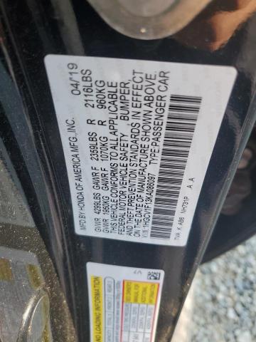 1HGCV1F13KA086097 - 2019 HONDA ACCORD LX BLACK photo 12