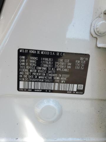 3CZRU6H55KM738921 - 2019 HONDA HR-V EX WHITE photo 12