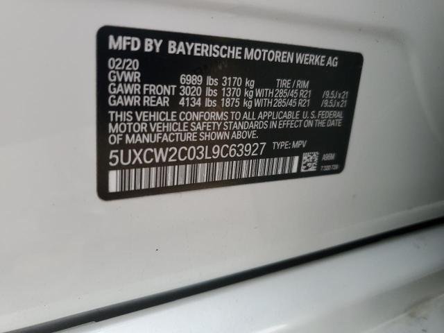 5UXCW2C03L9C63927 - 2020 BMW X7 XDRIVE40I WHITE photo 14