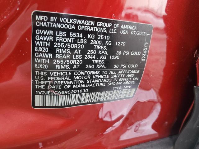 1V2JE2CA6RC201630 - 2024 VOLKSWAGEN ATLAS CROS SE RED photo 13