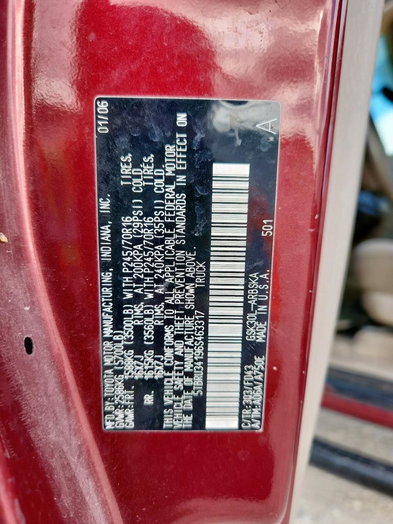 5TBRU34196S463317 - 2006 TOYOTA TUNDRA ACCESS CAB SR5 BURGUNDY photo 12