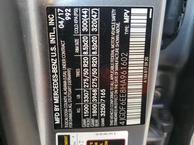 4JGDF6EE8HA961602 - 2017 MERCEDES-BENZ GLS 450 4MATIC CHARCOAL photo 13