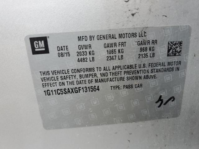 1G11C5SAXGF131564 - 2016 CHEVROLET MALIBU LIM LT 银色 照片 12