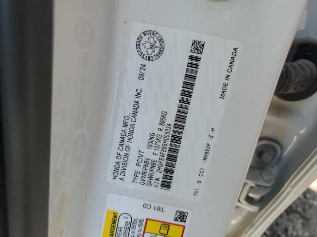 2HGFE4F88SH005334 - 2025 HONDA CIVIC SPORT WHITE photo 12