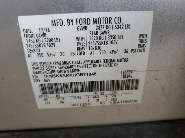 1FM5K8ARXHGB71848 - 2017 FORD EXPLORER POLICE INTERCEPTOR 银色 照片 13