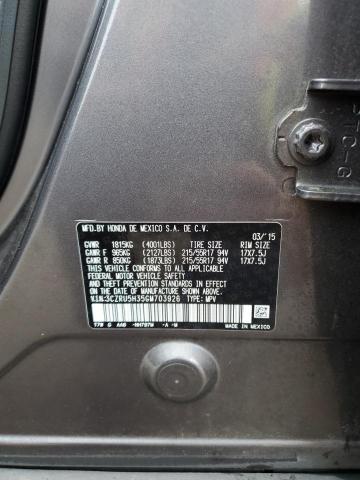 3CZRU5H35GM703926 - 2016 HONDA HR-V LX GRAY photo 13