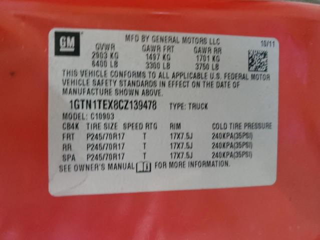 1GTN1TEX8CZ139478 - 2012 GMC SIERRA C1500 RED photo 13