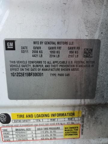 1G1ZC5E15BF306391 - 2011 CHEVROLET MALIBU 1LT 白色 照片 12