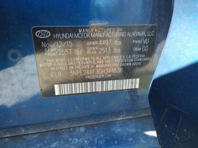 5NPE24AF3GH344638 - 2016 HYUNDAI SONATA SE BLUE photo 12