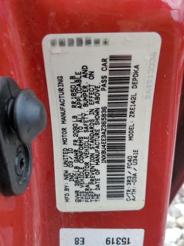 1NXBU4EE3AZ365836 - 2010 TOYOTA COROLLA BASE წითელი ფოტო 12