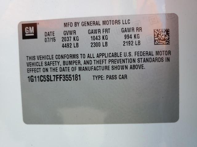 1G11C5SL7FF355181 - 2015 CHEVROLET MALIBU 1LT 白色 照片 13