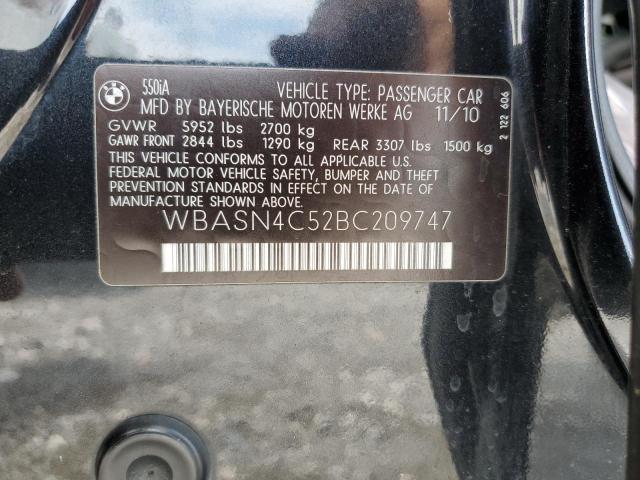 WBASN4C52BC209747 - 2011 BMW 550 GT BLACK photo 12