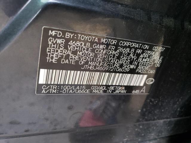 JTHBJ46G972106039 - 2007 LEXUS ES 350 CHARCOAL photo 12