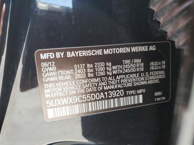 5UXWX9C55D0A13920 - 2013 BMW X3 XDRIVE28I BLACK photo 12