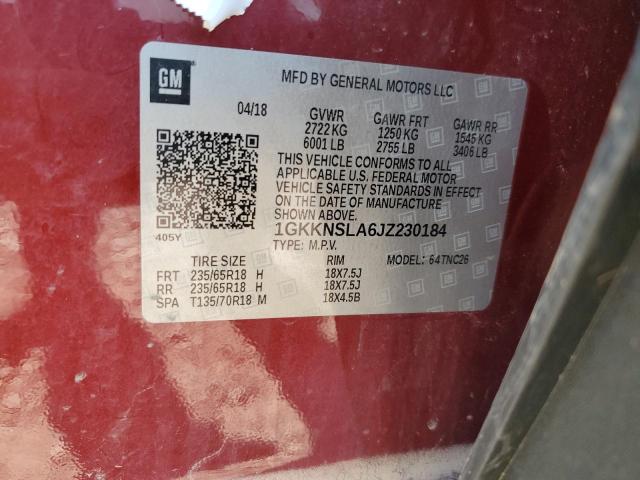 1GKKNSLA6JZ230184 - 2018 GMC ACADIA SLE Qırmızı foto 13