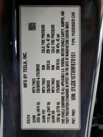 5YJ3E1ETXRF870151 - 2024 TESLA MODEL 3 灰色 照片 13