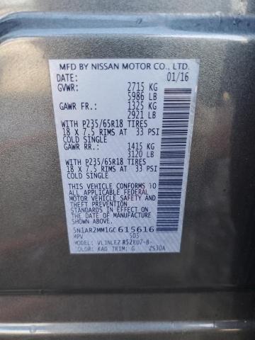 5N1AR2MM1GC615616 - 2016 NISSAN PATHFINDER S 灰色 照片 10