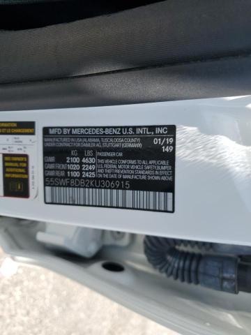 55SWF8DB2KU306915 - 2019 MERCEDES-BENZ C 300 WHITE photo 12