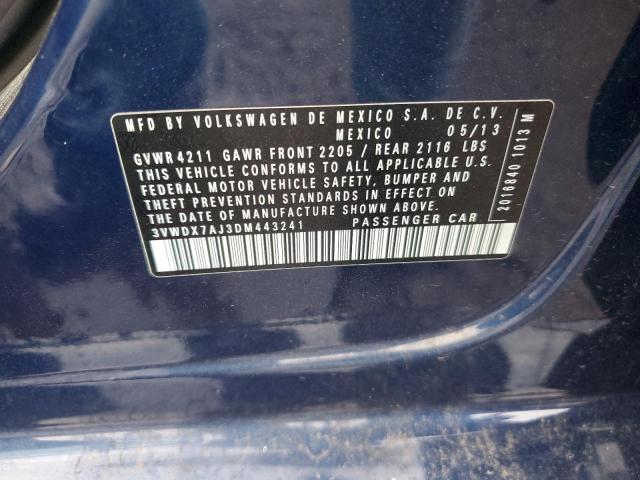 3VWDX7AJ3DM443241 - 2013 VOLKSWAGEN JETTA SE BLUE photo 12