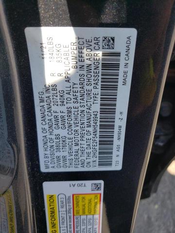 2HGFE2F54NH549943 - 2022 HONDA CIVIC SPORT 灰色 照片 10