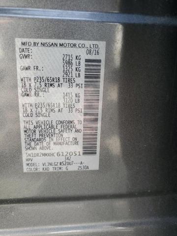 5N1DR2MMXHC612051 - 2017 NISSAN PATHFINDER S GRAY photo 13