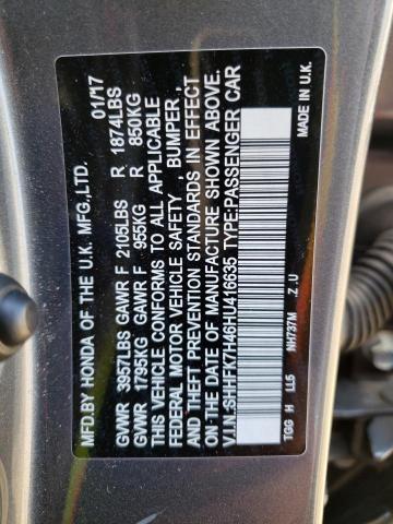 SHHFK7H46HU416635 - 2017 HONDA CIVIC SPORT 石墨色 照片 12