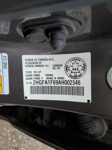 2HGFA1F69AH002546 - 2010 HONDA CIVIC LX-S GRAY photo 13