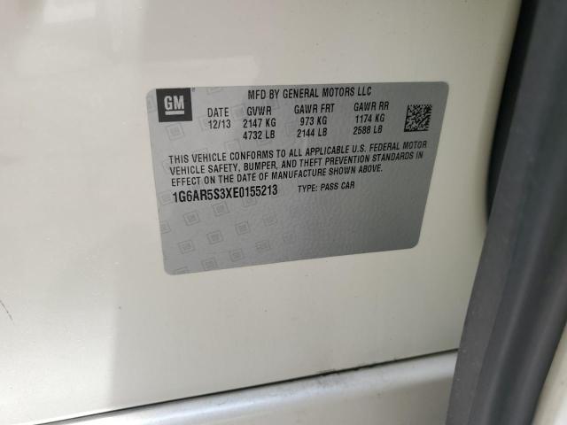 1G6AR5S3XE0155213 - 2014 CADILLAC CTS LUXURY COLLECTION WHITE photo 12