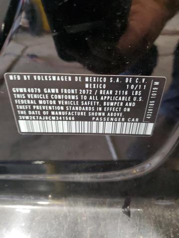 3VW2K7AJ8CM341566 - 2012 VOLKSWAGEN JETTA BASE 黑色 照片 12