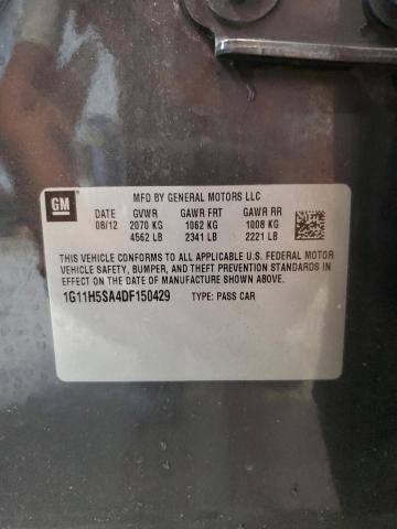 1G11H5SA4DF150429 - 2013 CHEVROLET MALIBU LTZ გრაფიტი ფოტო 12