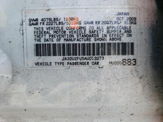 JA32U2FU5AU013273 - 2010 MITSUBISHI LANCER ES/ES SPORT WHITE photo 12